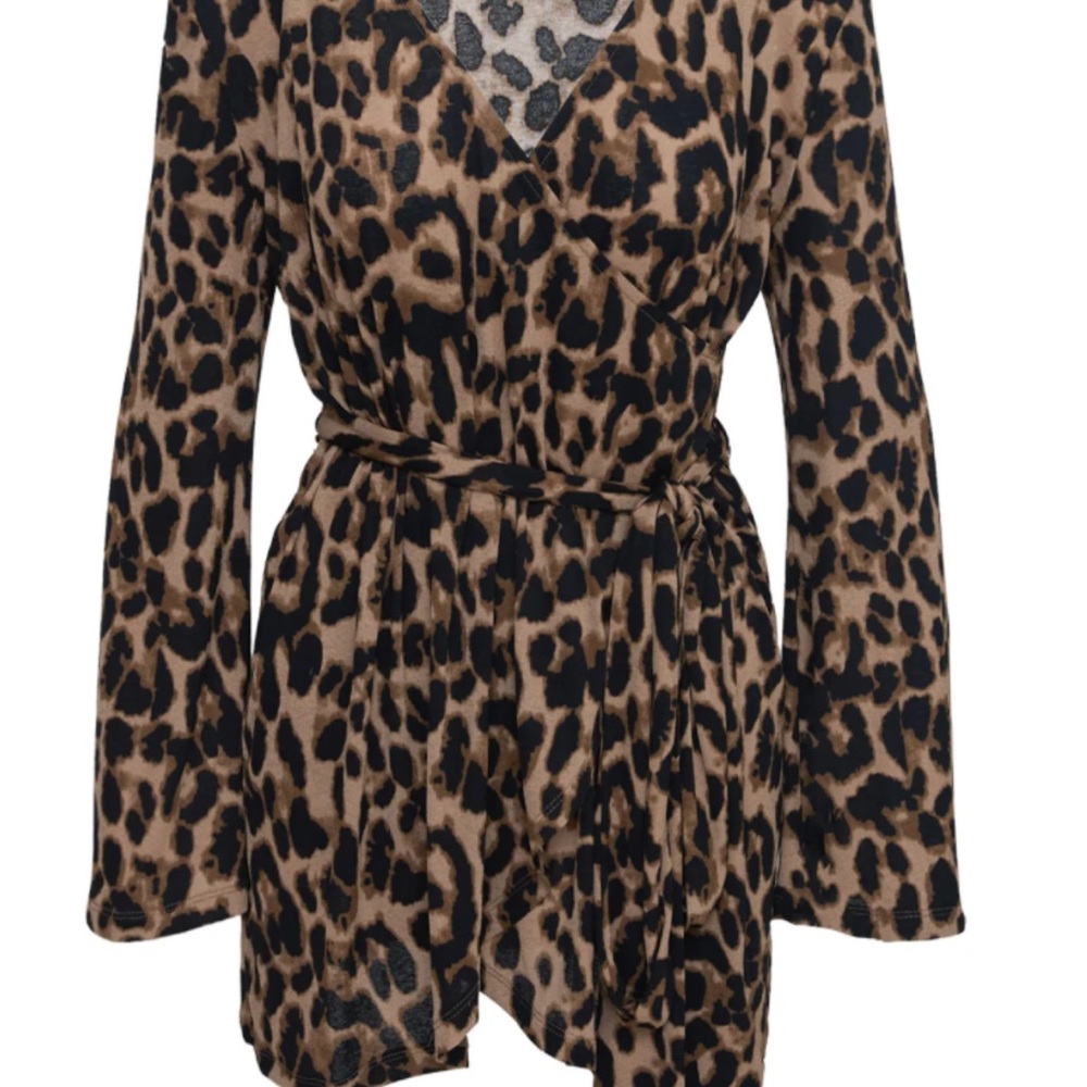 Raquela Wrap Mini Dress Leopard